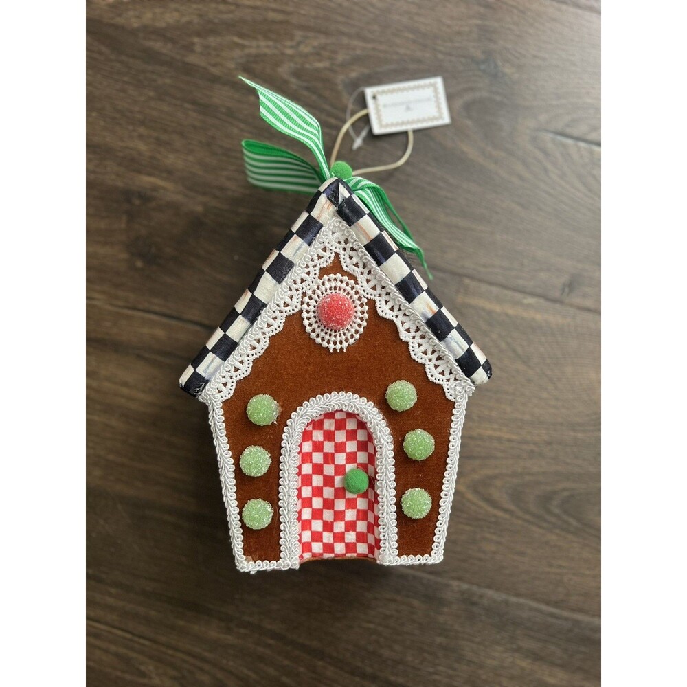 Mackenzie-Childs Check It Out Gingerbread Fabric Ornament Holiday Decor New !